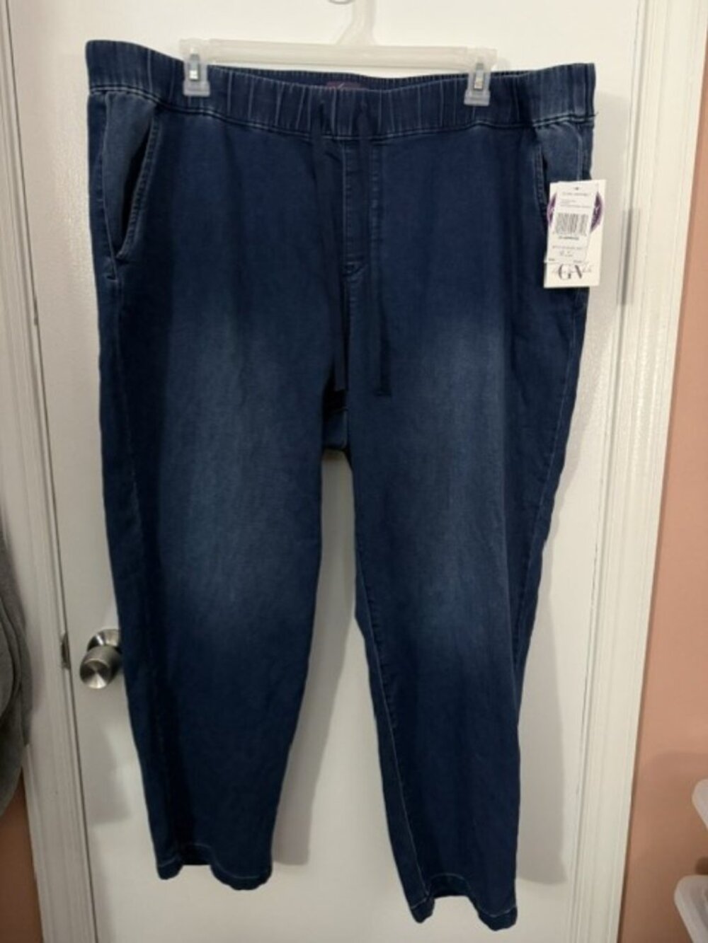 NWT Gloria Vanderbilt Anya Knitology Drawstring Jeans 2X Average Blue High Rise
